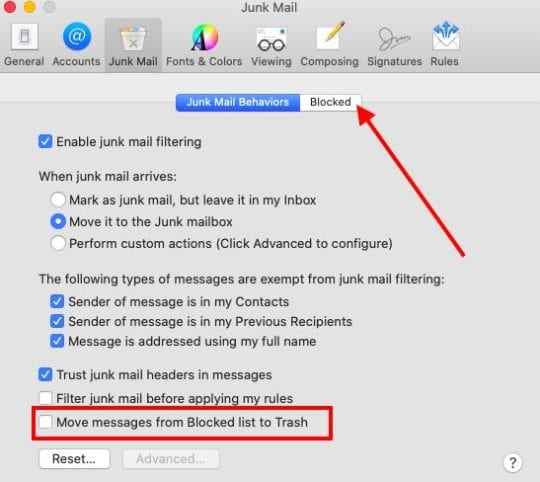 Mac mail.app how to clear filter views